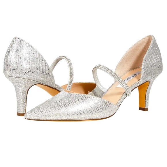 NEW NINA SILVER SHIMMER BRYSTOL D'ORSAY DRESS PUMP - Picture 1 of 15